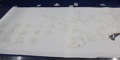 CO2 laser engraving on canvas