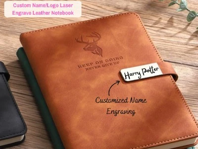 Laser engraving PU notebook cover